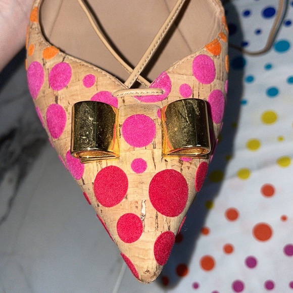 Salvatore Ferragamo Colorful Spotted Cork Lace-up Flats 🔴🟠🟡🟢🔵🟣 - Picture 5 of 17